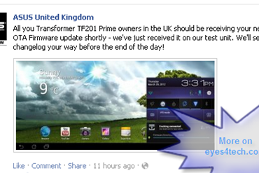 ASUS Transformer Prime TF201 Firmware Update Lands On UK