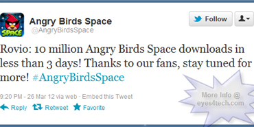 Angry Birds Space Hits 10 Million Downloads In Three Days
