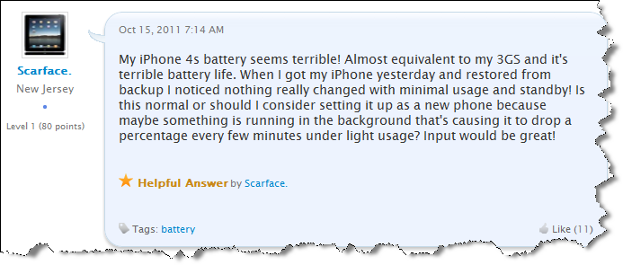 iPhone 4S Reported Battery Problem
