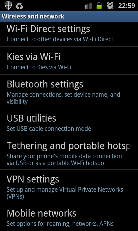Wireless and network settings - Mobile Network