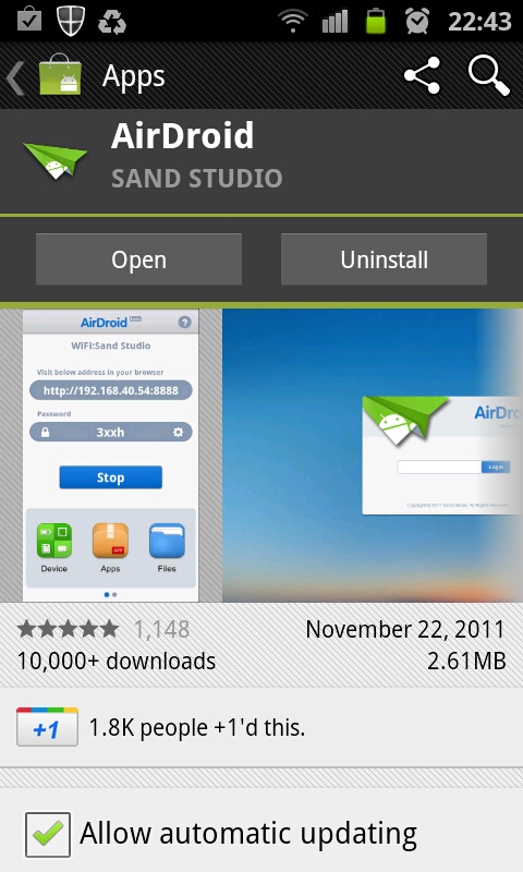 Activate or Open AirDroid