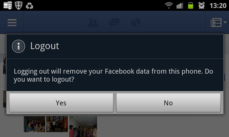 Facebook For Android Logout Prompt