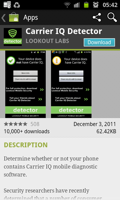 Downloading and Installing Carrier IQ Detector