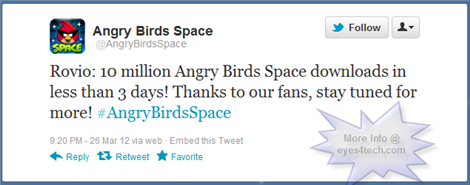 Angry Birds Space 10Million Downloads