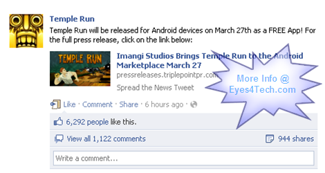 Temple Run For Android Press Release