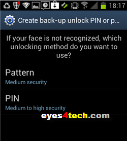 Samsung Galaxy S II Face Unlock Additional Security
