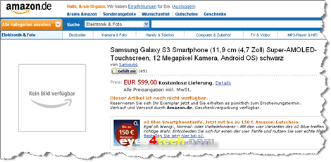 Samsung Galaxy S III Amazon Germany