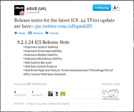 ASUS UK Release note ICS .24 TF101 update