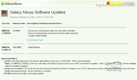 Galaxy Nexus Software Updates IMM76D.L700FD02