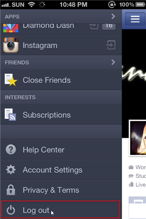 Facebook For iPhone version 5 Logout