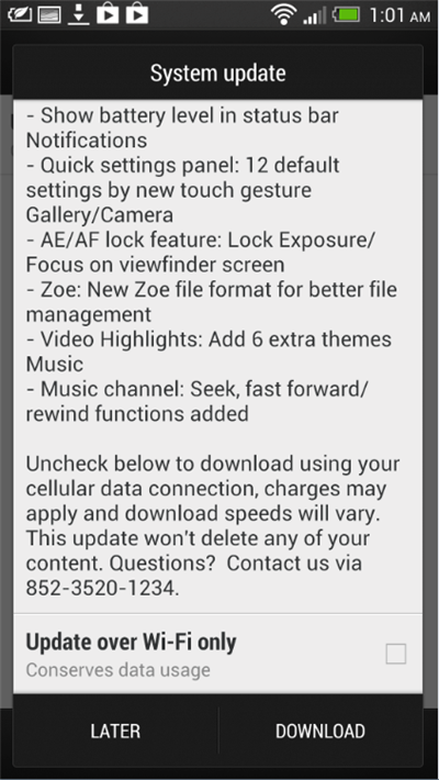 HTC One Jellybean 4.2.2 Update - System Update
