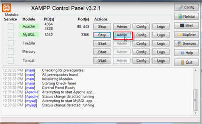 Setting Up Database Through XAMPP