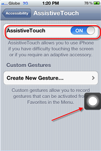 iPhone Assistive Touch Enabled