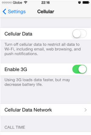 How To Turn Off Cellular Data on iPhone 4s - Cellular Data now Turned off