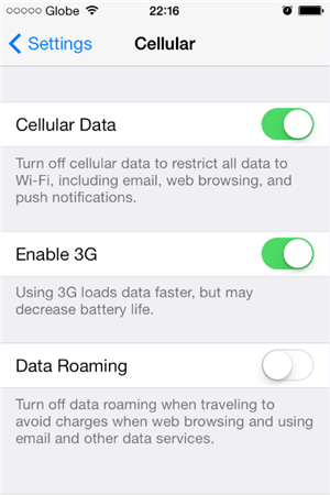 How To Turn Off Cellular Data on iPhone 4s -  Swipe Cellular Data